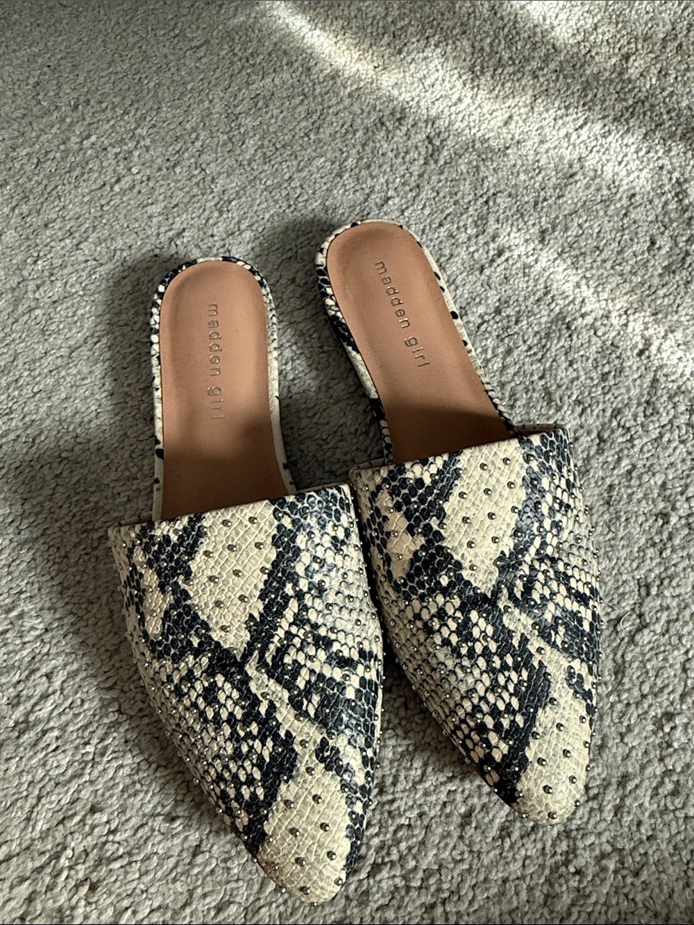 Madden Girl Snake-Print Pointed Toe Mule